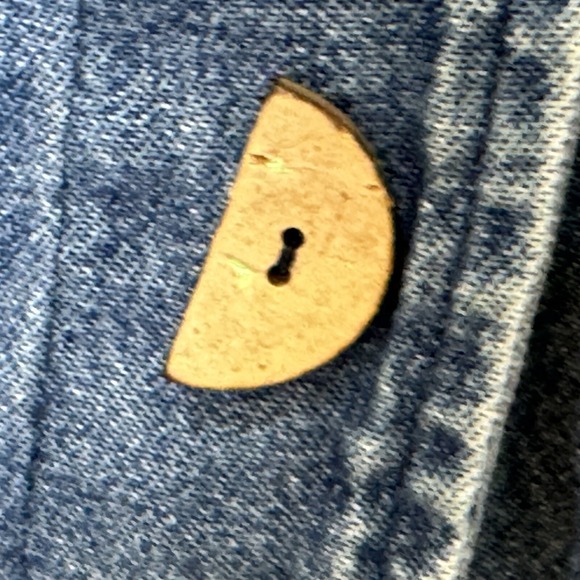 Vintage On the Rocks Womens Artsy Jean Jacket Medium Button Front Collarless USA - Picture 6 of 11